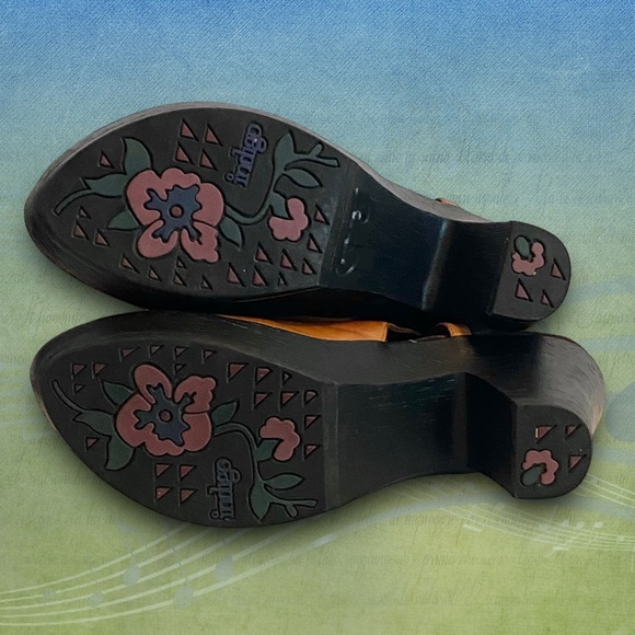 Indigo by Clarks Leather Split Seam Platform Mules Clogs Heels Slingback SZ 6M - Picture 10 of 11